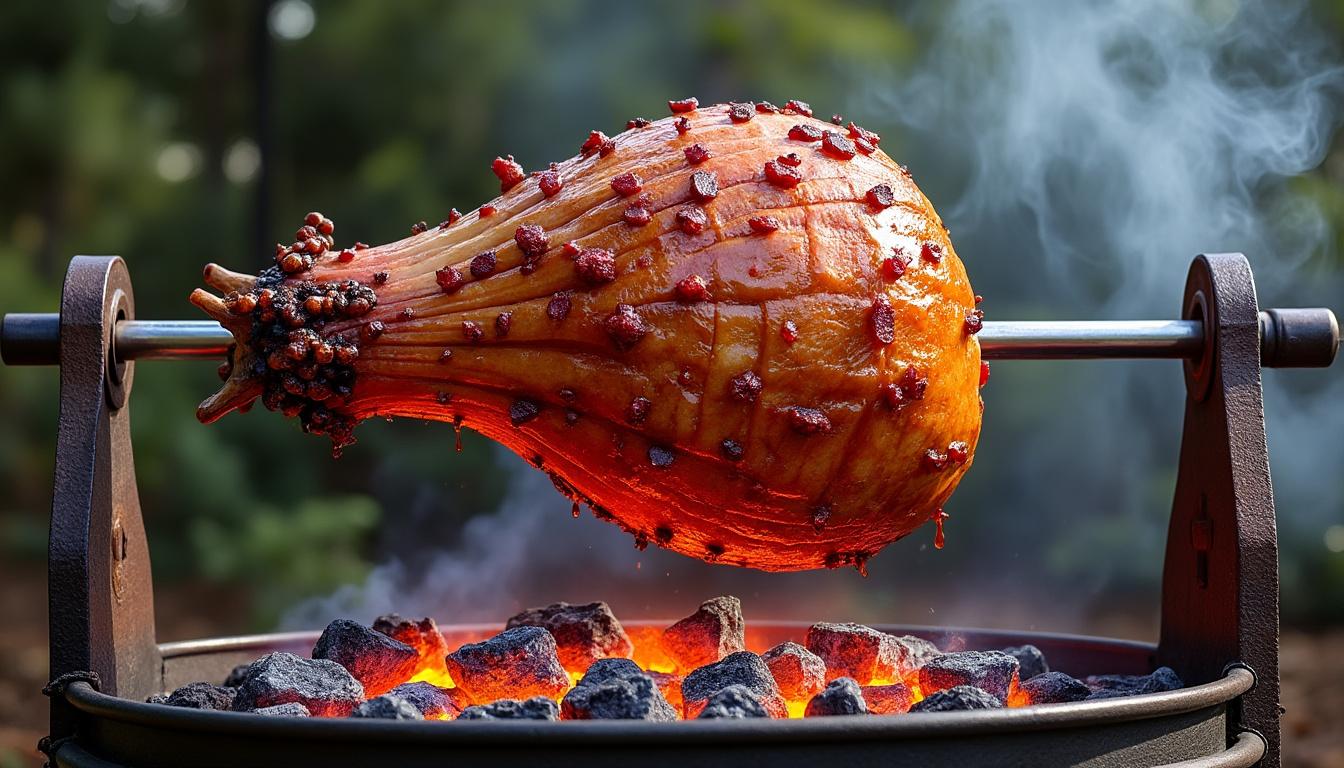 découvrez notre délicieux jambon à la broche, tendre et savoureux, parfait pour vos repas conviviaux et vos moments gourmands.